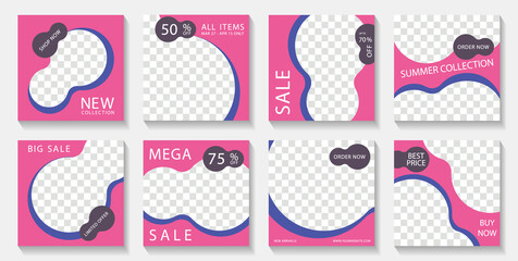 Sale promo banners with discount and new arrival offers. 