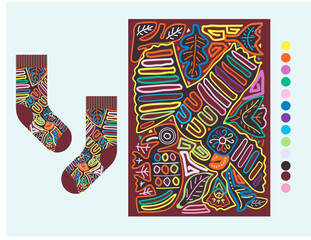 socks with mola kuna designs for print