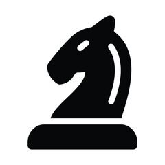 Business strategy or chess knight black icon