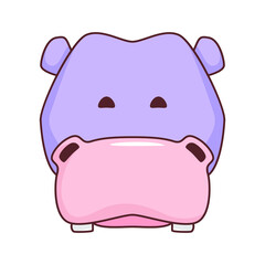 Vector illustration of a cute cartoon hippo’s head. Isolated on white background. Cute  animal set