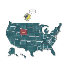 us map with wyoming state bird