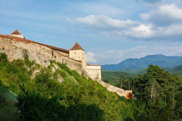 Fototapeta na wymiar View of the Cetatea Râșnov (Rasnov Fortress). Romania, Brasov County