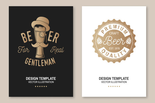 Craft Beer poster, flyer, template, card. Vector. Vintage design for bar, pub and restaurant business. Coaster for beer.