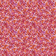 Colored ornament with red and orange curls. Seamless floral pattern. Endless texture for office supplies and printing on fabrics.
