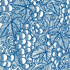 Grape and vine hand drawn vector illustration. Vineyard engraving style background. Part of set.