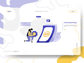 web page design templates for Marketing Strategy. Concepts for website and mobile app development. Modern style vector illustration.