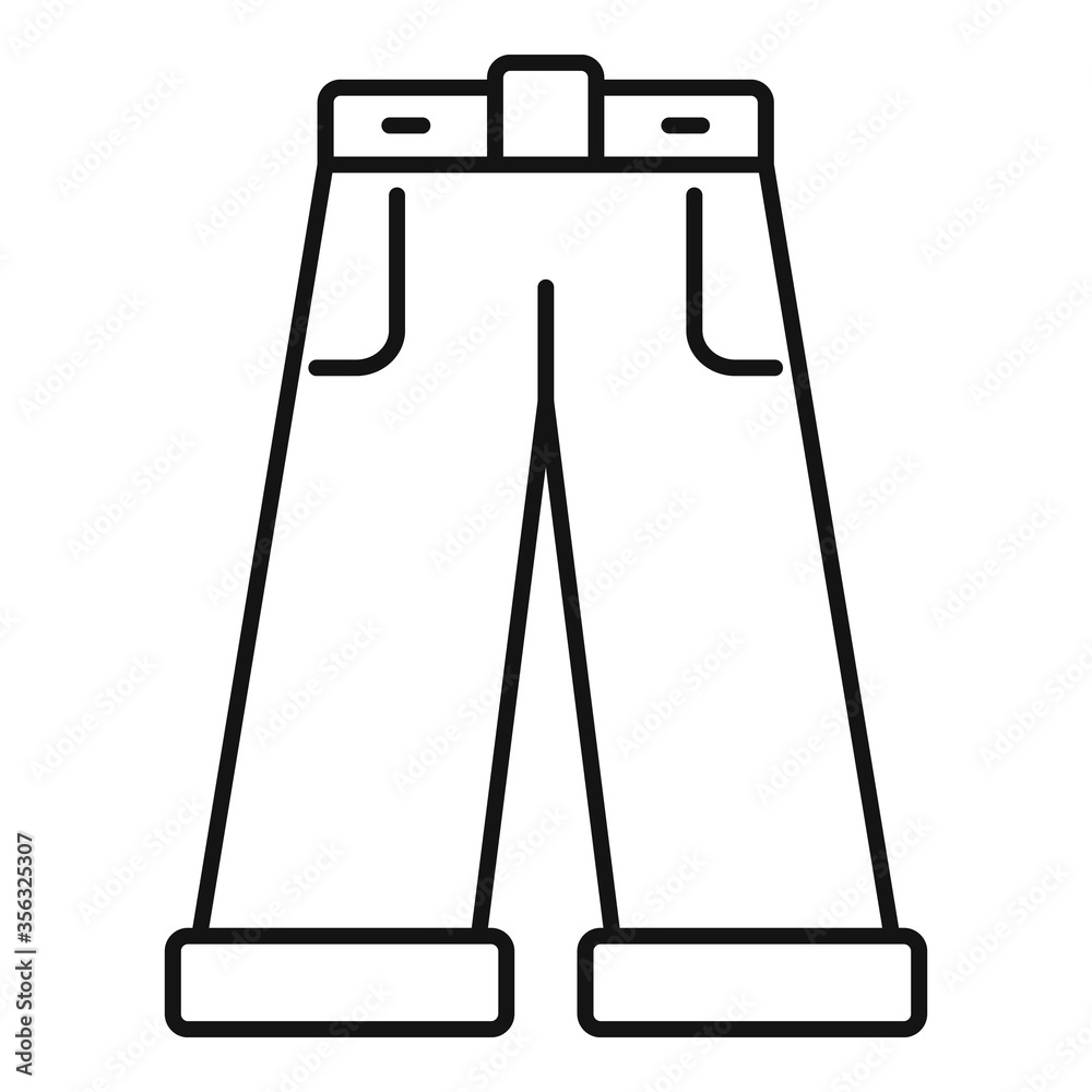 Sticker Jeans icon. Outline jeans vector icon for web design isolated on white background