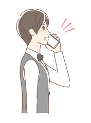 スマホで通話する男性の横顔