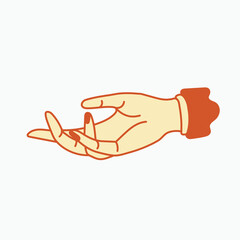 hand vector illustration set in flat design style with outlines. icons for logo design, clip art elements. manicure nail salon . vintage pointing finger, different hand poses.