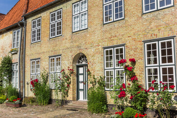 Facade of the historic St. Johannis monastery in Holm quarter of Schleswig, Germany