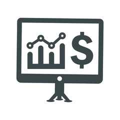 Business analytics, earning growth gray icon