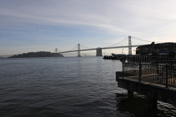 Fototapeta na wymiar View of the San Francisco Oakland Bridge in California