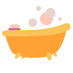 Naklejka premium bath with washing bubbles, flat, isolated object on a white background, vector illustration,