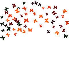 Summer Background with Colorful Butterflies. Simple Feminine Pattern for Card, Invitation, Print. Trendy Decoration with Beautiful Butterfly Silhouettes. Vector Background with Moth
