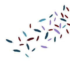 Colorful feathers. Prints of Colored feathers Design for Goods for Pets. Simple Pattern for Print, Logo or Poster. Vector Confetti Background.
