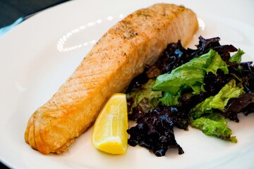 grilled salmon steak