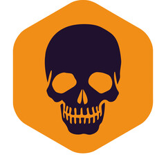 Halloween skull picture. Icon attribute of witchcraft. Vector illustration in flat style isolated on white background for web design.