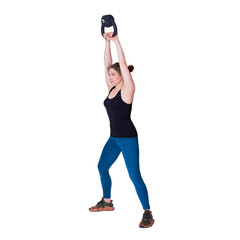 Young woman exercising (fitness, yoga, gymnastics) isoleted on white background