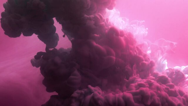 SLO MO CU Pink ink dissolving in water / London, UK