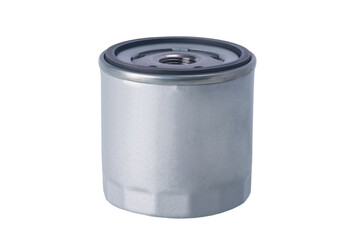 oil filter for a car motor, side view, isolated on white