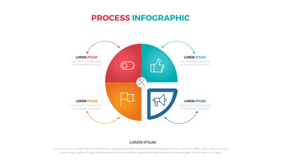 Business process infographic template. Thin line design with numbers 4 options or steps. Vector illustration graphic design