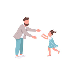 Father with daughter flat color vector faceless characters