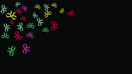 Festive Background with Colorful Bows. Delicate Pattern for Postcard, Print, Banner or Poster. Little Pretty Bows For Party Decoration, Wedding, Birthday or Anniversary Invitation. Vector
