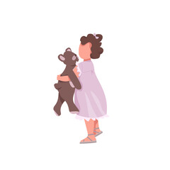 Girl with toy flat color vector faceless characters