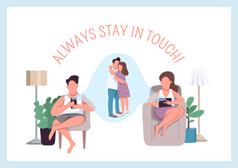 Always stay in touch poster flat vector template
