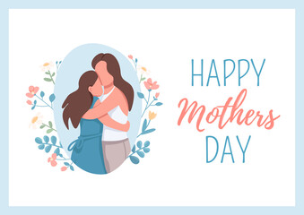 Happy mothers day poster flat vector template