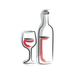 wine bottle and glass