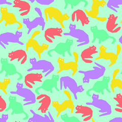 multi coloured cats seamless pattern