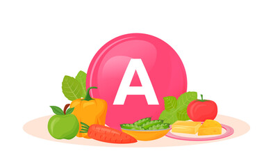 Products rich of vitamin A cartoon vector illustration