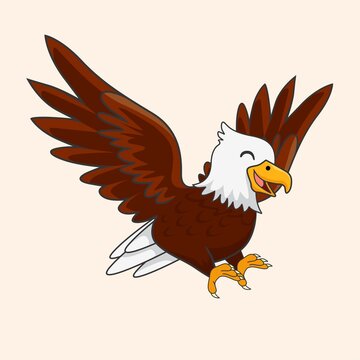Cute Eagle Cartoon Isolated Vector