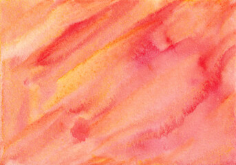 Abstract hand drawn pink yellow watercolor background.