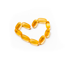 Omega 3 6 9 tablets on a white background. fish oil norwegian salmon.