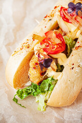 sandwich with chicken and vegetables