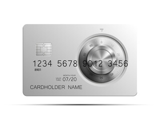steel credit card with a combination lock on the front side