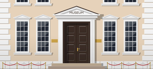classic museum gallery facade exterior vector illustration