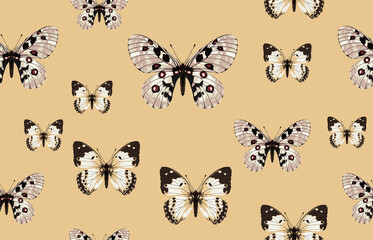 Simple and elegant seamless patterns of butterflies.