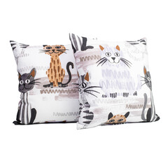 Soft color pillows on white background