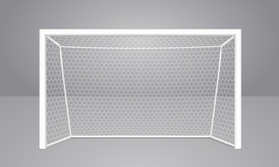 Football soccer goal realistic sports equipment. Mini football goal with shadow. Isolated on gray background. Vector illustration eps10.