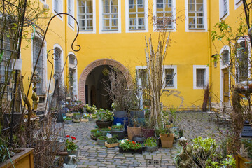 Flower shop in small courtyard l in Leipzig