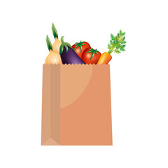 vegetables inside bag design, organic food healthy fresh natural and market theme Vector illustration