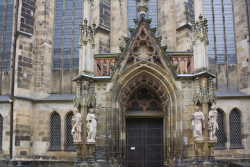 Fototapeta na wymiar Fragment of St Thomas Church (or Thomaskirche) in Leipzig, Germany