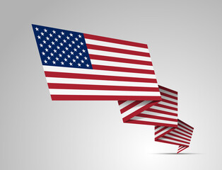 Geometric Waving Flag of United States of America. Stars and Stripes. Illustration