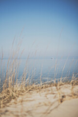 Foggy spring morning at Baltic sea in Latvia