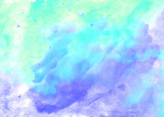 Fototapeta na wymiar Abstract watercolor blue background. Blue sky. Hand drawn pastel grunge texture. With copy space for text or image