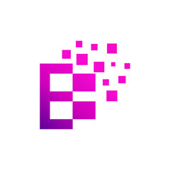 Pixel E Letter Vector Logo Design template