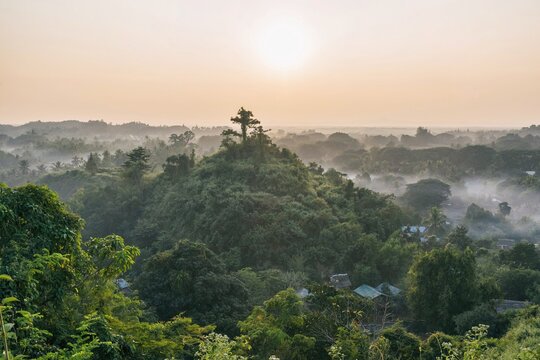 Mrauk u village, stupas and pagodas in Rakhine State Myanmar